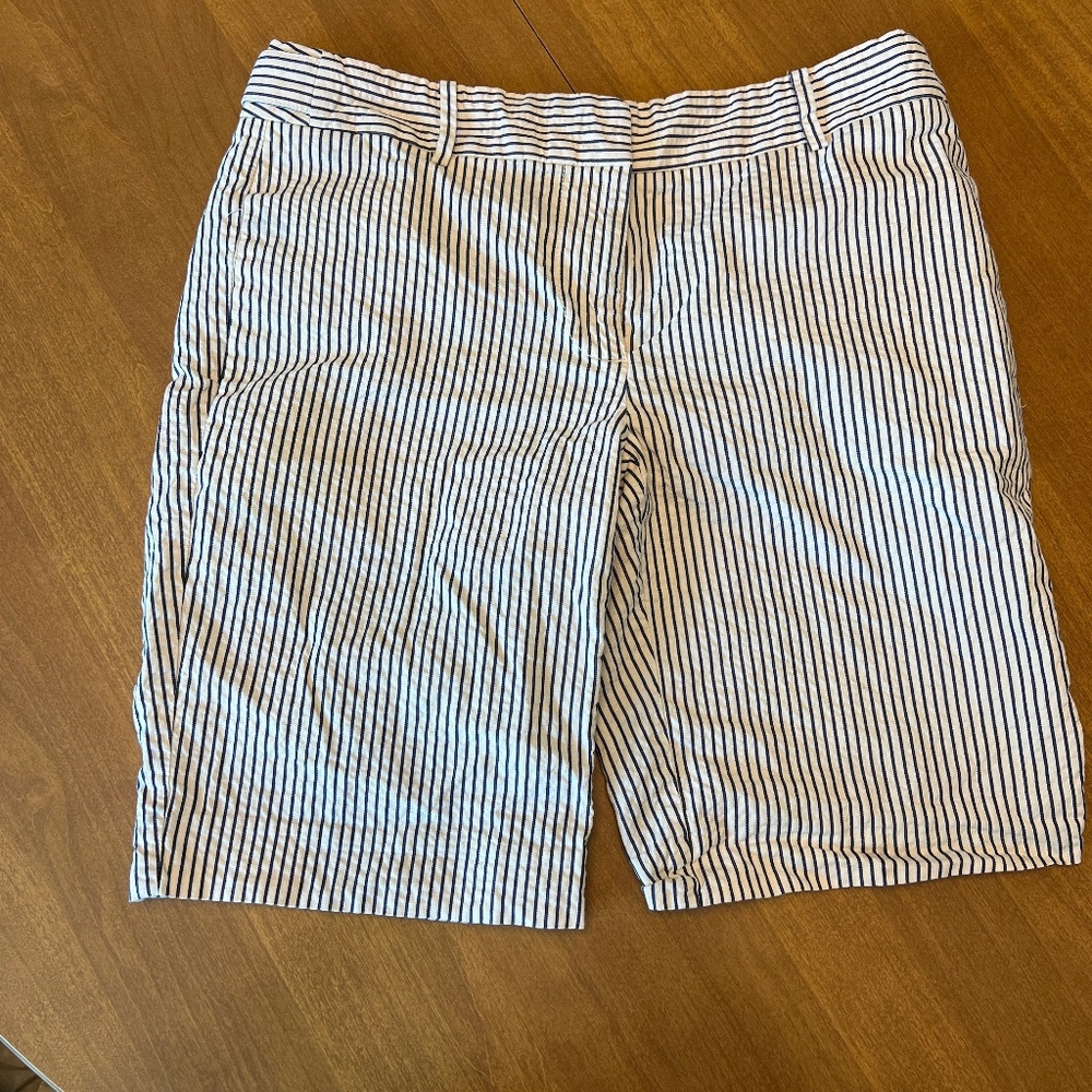 J. Crew Seersucker Bermuda Shorts, Size 2